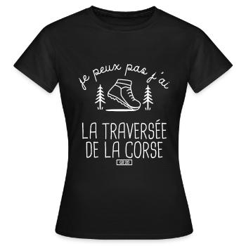 Randonnée Corse GR20 randonneur randonneur Marcher - T-shirt Femme - noir - Devant - AI Model Female 172 dark (172cm)