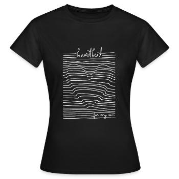 Heartbeat for my son. Mother's Love for the Son Saying - Women's T-Shirt - black - Front - AI Model Female 172 dark (172cm)
