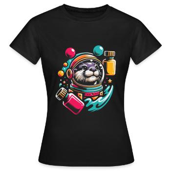 Drôle de loutre avec beaucoup de couleurs vives - T-shirt Femme - noir - Devant - AI Model Female 172 dark (172cm)