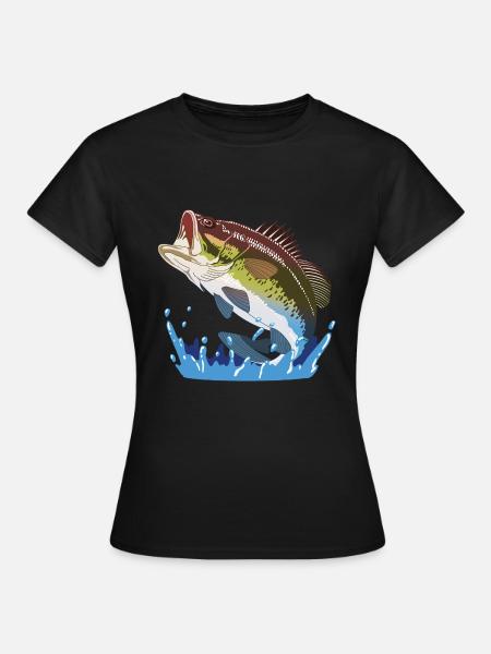 Iso basso, kalastuslahja, kalastajan viileä lahja, kala - Dame-T-shirt - sort