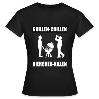 BBQ - Frauen T-Shirt - Schwarz - Vorne - AI Model Female 172 dark (172cm)
