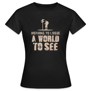 travel, travel, hiking, gift, gift idea - Women's T-Shirt - black - Front - AI Model Female 172 dark (172cm)