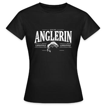 Anglerin - Frauen T-Shirt - Schwarz - Vorne - AI Model Female 172 dark (172cm)