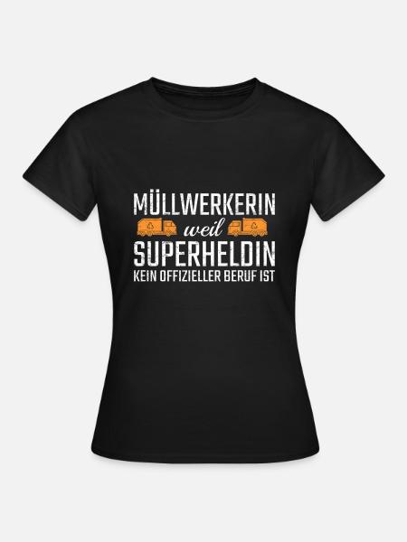 Müllwerkerin Superheldin - Frauen T-Shirt - Schwarz