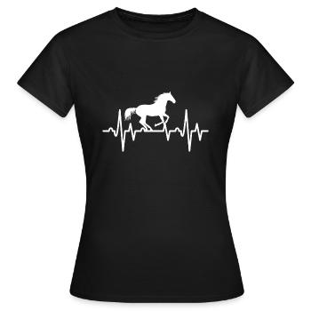 Heartbeat mit Pferd weiss - Frauen T-Shirt - Schwarz - Vorne - AI Model Female 172 dark (172cm)