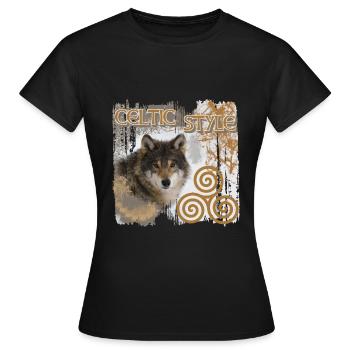 celts 9 with wolf and triskele - Women's T-Shirt - black - Front - AI Model Female 172 dark (172cm)