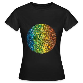 Sphère: composition des points en couleur - T-shirt Femme - noir - Devant - AI Model Female 172 dark (172cm)
