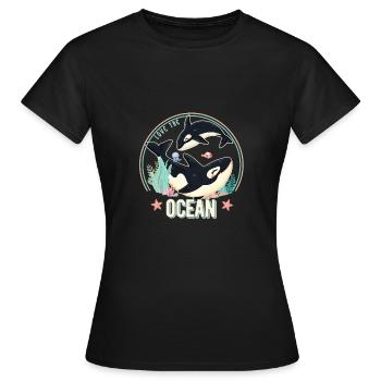 Love Orcas Baby Ocean - Frauen T-Shirt - Schwarz - Vorne - AI Model Female 172 dark (172cm)