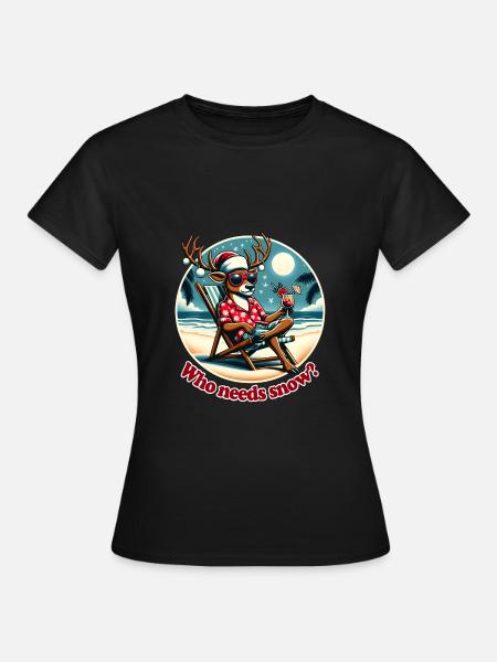 Holiday over Christmas, cool reindeer on the beach - Women's T-Shirt - black