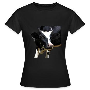 lustige Kuh Kuhkopf Geschenk Bauern Landwirte - Frauen T-Shirt - Schwarz - Vorne - AI Model Female 172 dark (172cm)