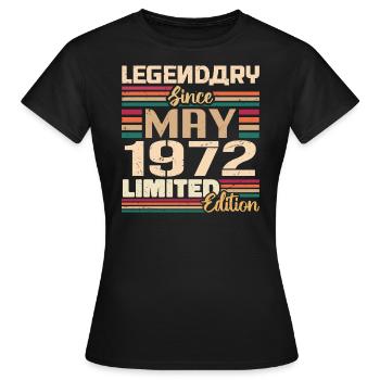 Mai 1972 Mai - Jubiläum Mai 1972 - Frauen T-Shirt - Schwarz - Vorne - AI Model Female 172 dark (172cm)