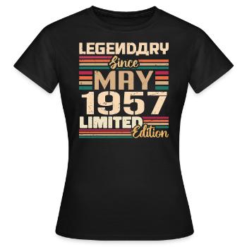 Mai 1957 Mai - Jubiläum Mai 1957 - Frauen T-Shirt - Schwarz - Vorne - AI Model Female 172 dark (172cm)