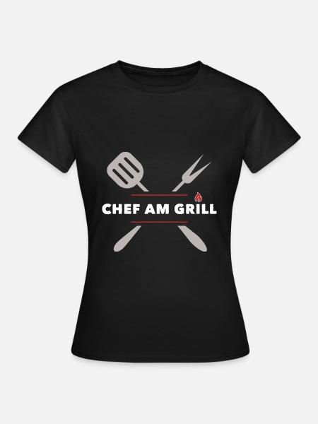 Grill, grillen, Männer, Chef - Frauen T-Shirt - Schwarz