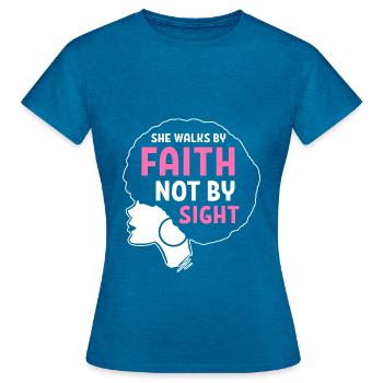 Afro Latina - T-shirt Femme - bleu saphir antique chiné - Devant - AI Model Female 172 dark (172cm)
