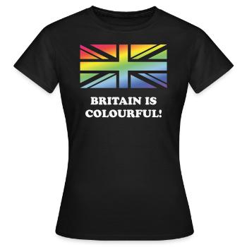 Großbritannien ist bunt! (Union Jack, Großbritannien) - Frauen T-Shirt - Schwarz - Vorne - AI Model Female 172 dark (172cm)