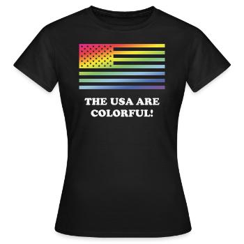 Die USA sind bunt! (Stars And Stripes) - Frauen T-Shirt - Schwarz - Vorne - AI Model Female 172 dark (172cm)