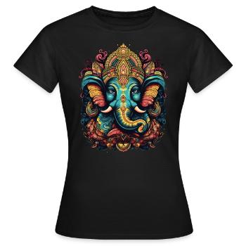 Dieu éléphant Ganesh Ganesha Bouddhisme Hindouisme - T-shirt Femme - noir - Devant - AI Model Female 172 dark (172cm)
