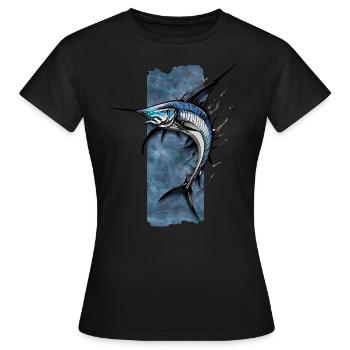 Souverain dentelé : le glissement royal de l’espadon - T-shirt Femme - noir - Devant - AI Model Female 172 dark (172cm)