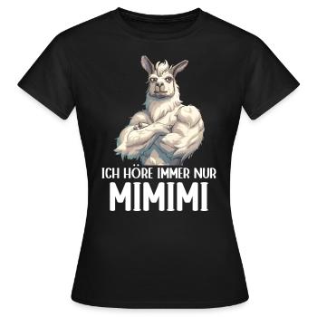Alpaga Lama Andes Amérique du Sud J’écoute toujours Mimimi - T-shirt Femme - noir - Devant - AI Model Female 172 dark (172cm)