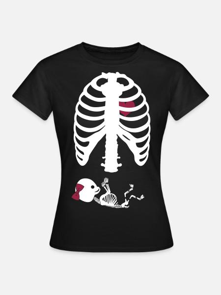Schwangerschaft Skelett Rippen - Frauen T-Shirt - Schwarz