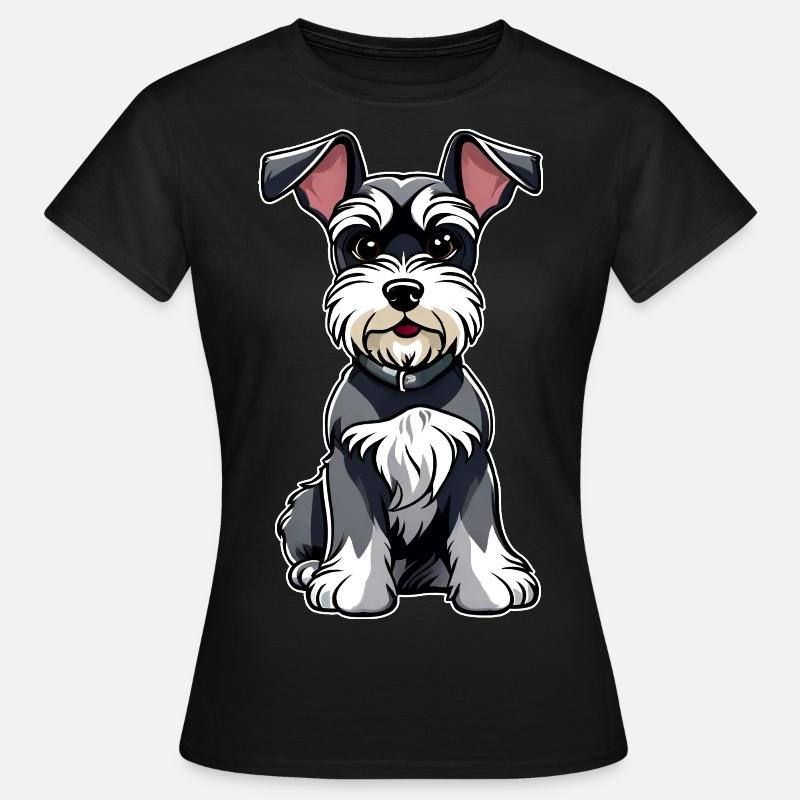 Mignon petit chien schnauzer - T-shirt Femme - noir