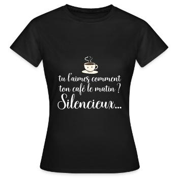 Café Citation Humour Pour Homme Et Femme - T-shirt Femme - noir - Devant - AI Model Female 172 dark (172cm)
