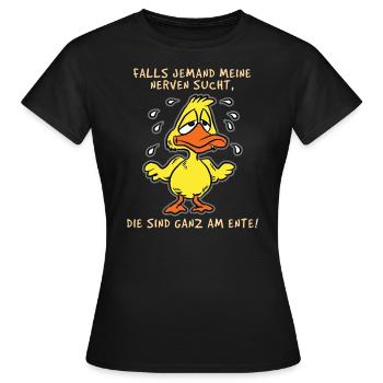 Cooles Enten Wortspiel Shirt - Frauen T-Shirt - Schwarz - Vorne - AI Model Female 172 dark (172cm)