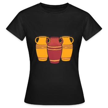 Vintage Vase Keramikdesigner - Frauen T-Shirt - Schwarz - Vorne - AI Model Female 172 dark (172cm)