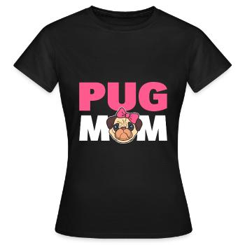 Pug Mom Mops Elternteil - Frauen T-Shirt - Schwarz - Vorne - AI Model Female 172 dark (172cm)