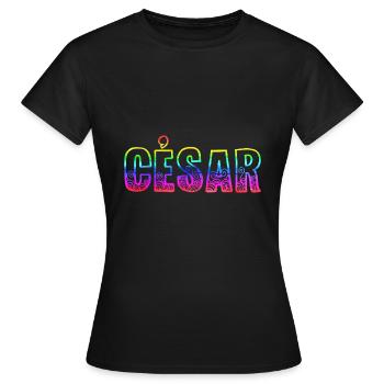 César RS Arc-en-ciel - T-shirt Femme - noir - Devant - AI Model Female 172 dark (172cm)