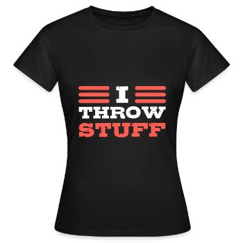 I Throw Stuff Speerwerfer - Frauen T-Shirt - Schwarz - Vorne - AI Model Female 172 dark (172cm)