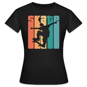 Skate Retro - Skater - Skateboard - Skateboarder - T-shirt Femme - noir - Devant - AI Model Female 172 dark (172cm)