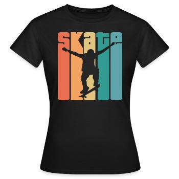 Skate Retro - Skater - Skateboard - Skateboarder - T-shirt Femme - noir - Devant - AI Model Female 172 dark (172cm)