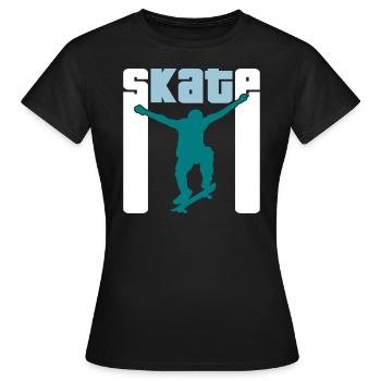 Skate Retro - Skater - Skateboard - Skateboarder - T-shirt Femme - noir - Devant - AI Model Female 172 dark (172cm)