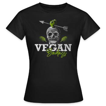 Vegan Badass - Vegan Skull - Veggie Gangster - Women's T-Shirt - black - Front - AI Model Female 172 dark (172cm)