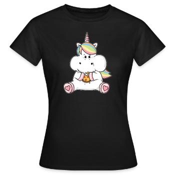 Lustiges Pizza Einhorn dick pummelig Unicorn Humor - T-shirt Femme - noir - Devant - AI Model Female 172 dark (172cm)
