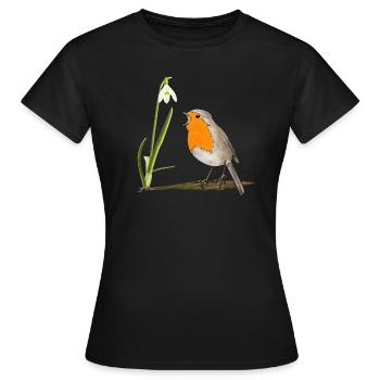 Printemps, merles, perce-neige - T-shirt Femme - noir - Devant - AI Model Female 172 dark (172cm)