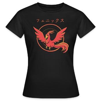 Phénix Kawaii - T-shirt Femme - noir - Devant - AI Model Female 172 dark (172cm)