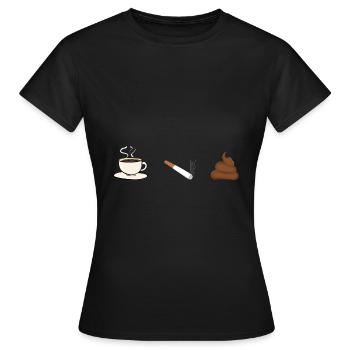 Café clope caca. Idée cadeau citation humour - T-shirt Femme - noir - Devant - AI Model Female 172 dark (172cm)