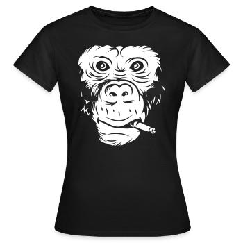Cooles Affengesicht mit Zigarette - Frauen T-Shirt - Schwarz - Vorne - AI Model Female 172 dark (172cm)