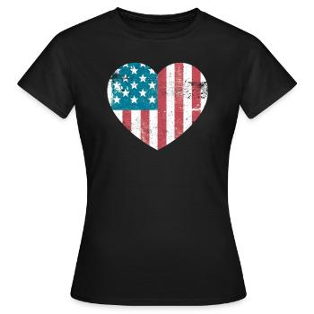 America Heart - Amerika Herz - United States USA - T-shirt Femme - noir - Devant - AI Model Female 172 dark (172cm)