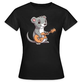 Cute mongoose playing guitar - Women's T-Shirt - black - Front - AI Model Female 172 dark (172cm)