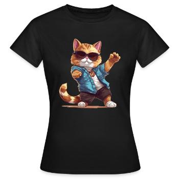 Dabbing Cat - Frauen T-Shirt - Schwarz - Vorne - AI Model Female 172 dark (172cm)