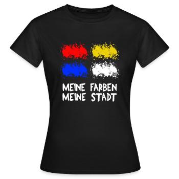 Mainz Fastnacht Farben Meine Stadt - Frauen T-Shirt - Schwarz - Vorne - AI Model Female 172 dark (172cm)