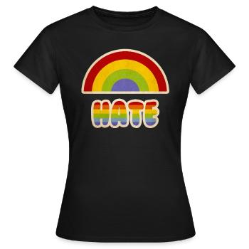 Parodie de haine arc-en-ciel - T-shirt Femme - noir - Devant - AI Model Female 172 dark (172cm)