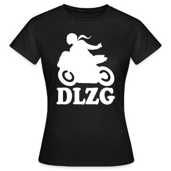 DLZG Motorradfahrerin Die Linke zum Gruß Motorrad - Frauen T-Shirt - Schwarz - Vorne - AI Model Female 172 dark (172cm)