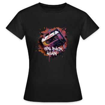 Le classique des années 90: cassette et t-shirt graffiti - T-shirt Femme - noir - Devant - AI Model Female 172 dark (172cm)