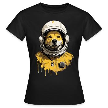 Chien Cool Astronaute Technologie spatiale - T-shirt Femme - noir - Devant - AI Model Female 172 dark (172cm)