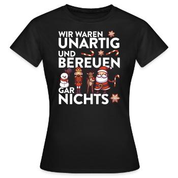 Weihnachtsmann Rentier XMAS Spruch Design - Frauen T-Shirt - Schwarz - Vorne - AI Model Female 172 dark (172cm)