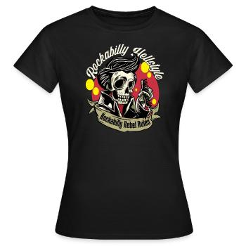 Rockabilly Rebel Rules Rockabilly Hellstyle - Frauen T-Shirt - Schwarz - Vorne - AI Model Female 172 dark (172cm)